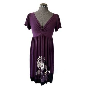 Purple Dress w Black & White Flower Detail